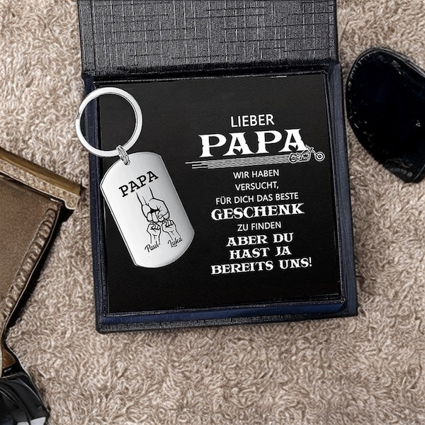 Personalized Custom PAPA Keyring,Family Keychain for PAPA,Father Fists with Photo Keychain,Family Names,Gifts for Him, 1st Father's Day Gift