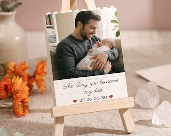 Gepersonaliseerde Daddy & Me bouwsteen fotoblok, fotoblok baksteen, cadeau voor papa, lego bouwsteen, lego puzzel aandenken cadeau voor vader