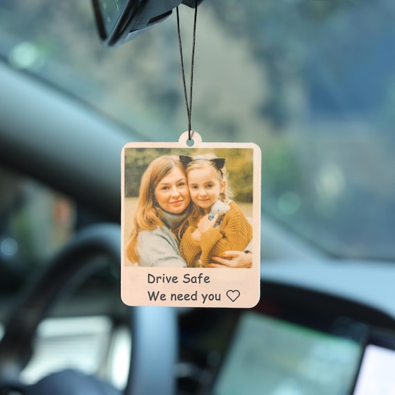 Personalised Photo Car Ornament Hanging Car Gift,DaddyDrive Safe,Gift For First Car Charm Mirror Hanging Gift,Driving Test Pass Gift For Him