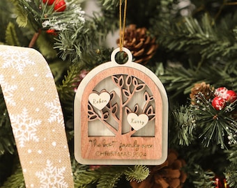 Gepersonaliseerde kerstboomversieringen, familienamen kerstornamenten, stamboomornament, gepersonaliseerde boomdecoratie, cadeau grootouders