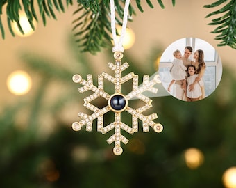 Baby Boy Memorial Feather Snowflakes Photo Custom Christmas Tree Decoration | UK
