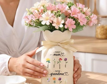 Vaso de flores personalizado para a primeira mãe, agora avó, lembrança floral com nome, presente exclusivo para mãe/vovó/babá/avó.