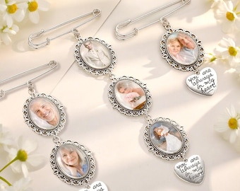 Custom Photo Memorial Bridal Bouquet Charm, Bouquet Memory Charm,Flower Bouquet Photo Charm, Memory Remembrance Pin,Wedding Memorial Gifts