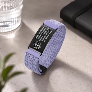Waterproof Sport Medical Alert adjustable Bracelet, Elasticity Nylon Band Medical Name ID Bracelet, Health Bracelet for Men & Women image 6
