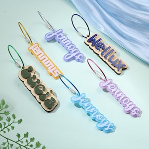 Personalized Name Keychain, Acrylic Name Tag,Backpack Name Tag,Waterbottle Tag,Diaper Bag,School Name Plate,Lunchbox Name Tag,Retro Name