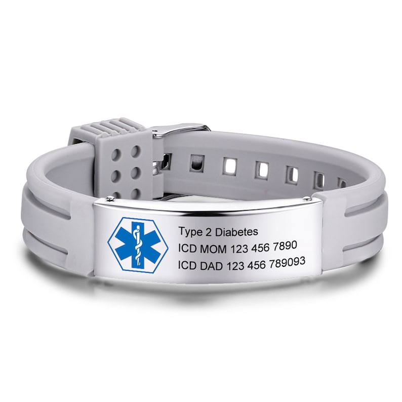 Waterproof Sport Medical Alert Bracelet,New Silicone Medical Bracelet,Name ID Adjustable Bracelet, Health Emergency Bracelet for Men & Women image 8