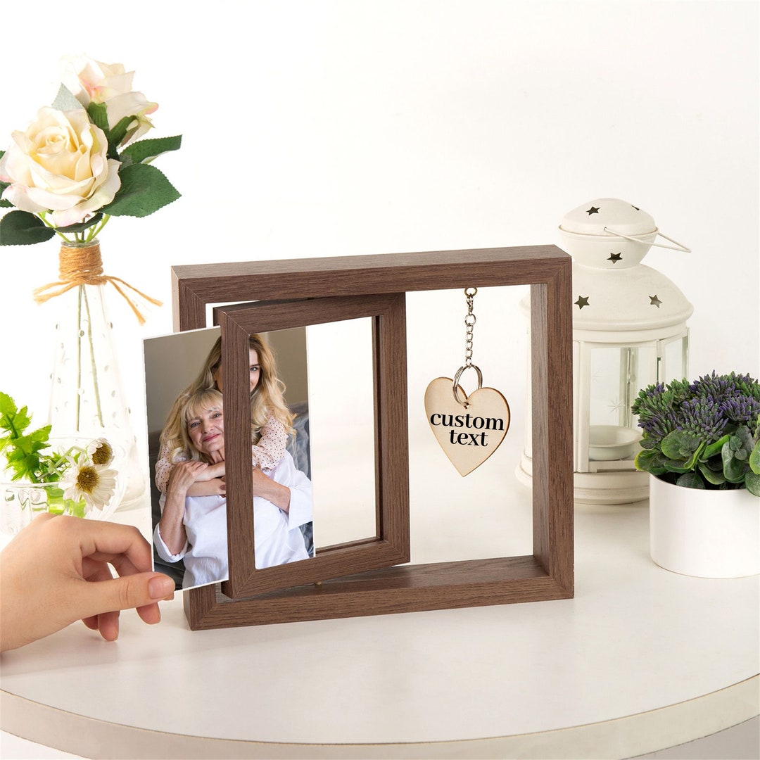 Personalized Wooden Photo Rotatable Frame,double-sided Photo Frame ...