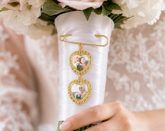 Dije de ramo de novia personalizado, dije con foto de ramo de flores, recuerdo de boda, pin de recuerdo, regalos conmemorativos de boda
