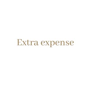May include: Text that reads "Extra expense" in a brown serif font.