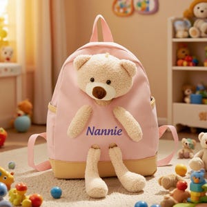 Sac à dos personnalisé pour tout-petit avec ours, sac pour tout-petit, sac à dos pour enfant avec nom cartable d'école préscolaire Sac à dos pour enfant avec nom, cadeau d'anniversaire