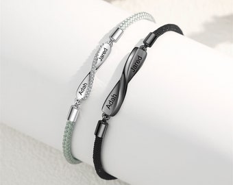 Pulsera de pareja con nombres personalizados, conjunto de pulseras de pareja infinitas con dos nombres, mi amor para siempre, regalos personalizados para parejas, regalo para él/ella