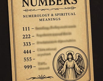 Page du grimoire des chiffres des anges | Sorcellerie imprimable PDF | Numérologie et significations spirituelles du Livre des Ombres