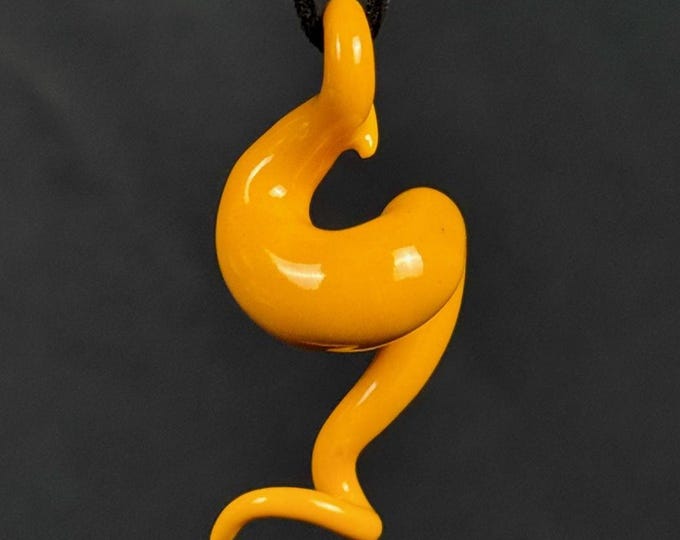 handmade porcelain squiggle pendant in orange