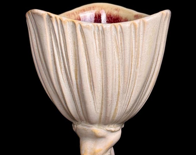 handmade porcelain goblet or tasting cup in white and violet