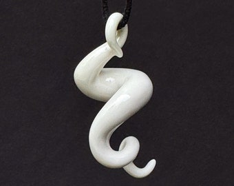 handmade porcelain squiggle pendant in glossy white