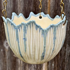 porcelain hanging pot in white and blue