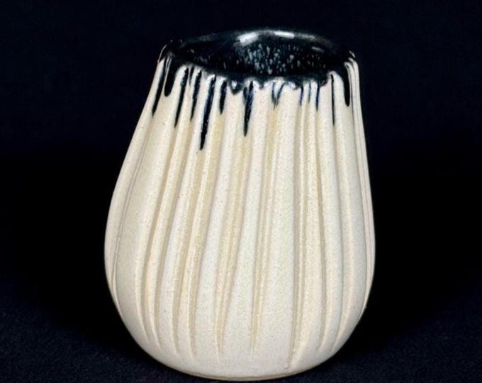handmade porcelain shot glass in white and black