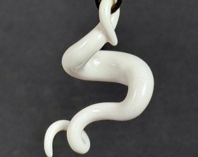 handmade porcelain squiggle pendant in white