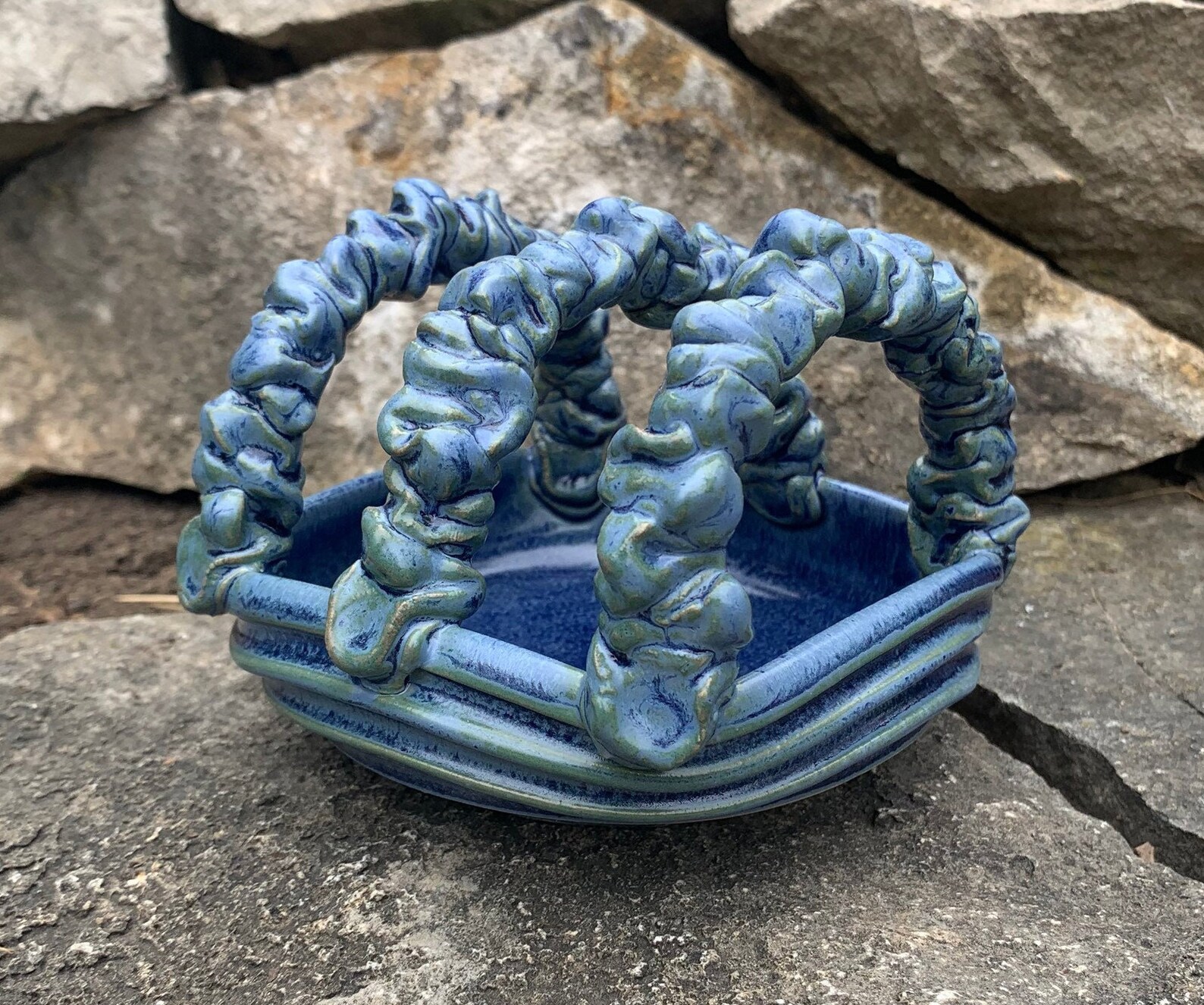 Ceramic sponge holder in bright blue Etsy