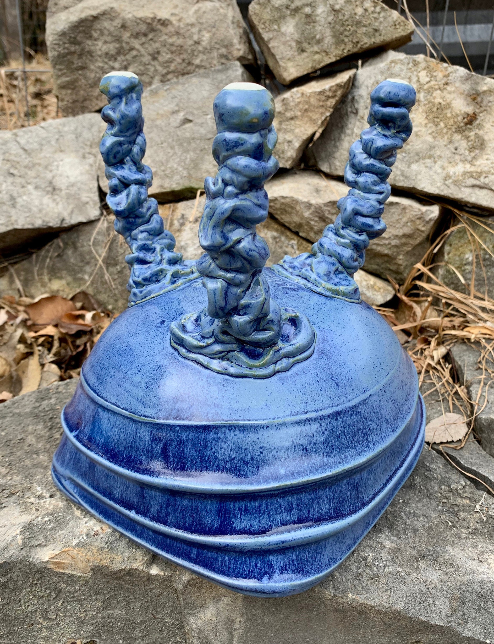 ceramic plant pot or bonsai tray in bright blue