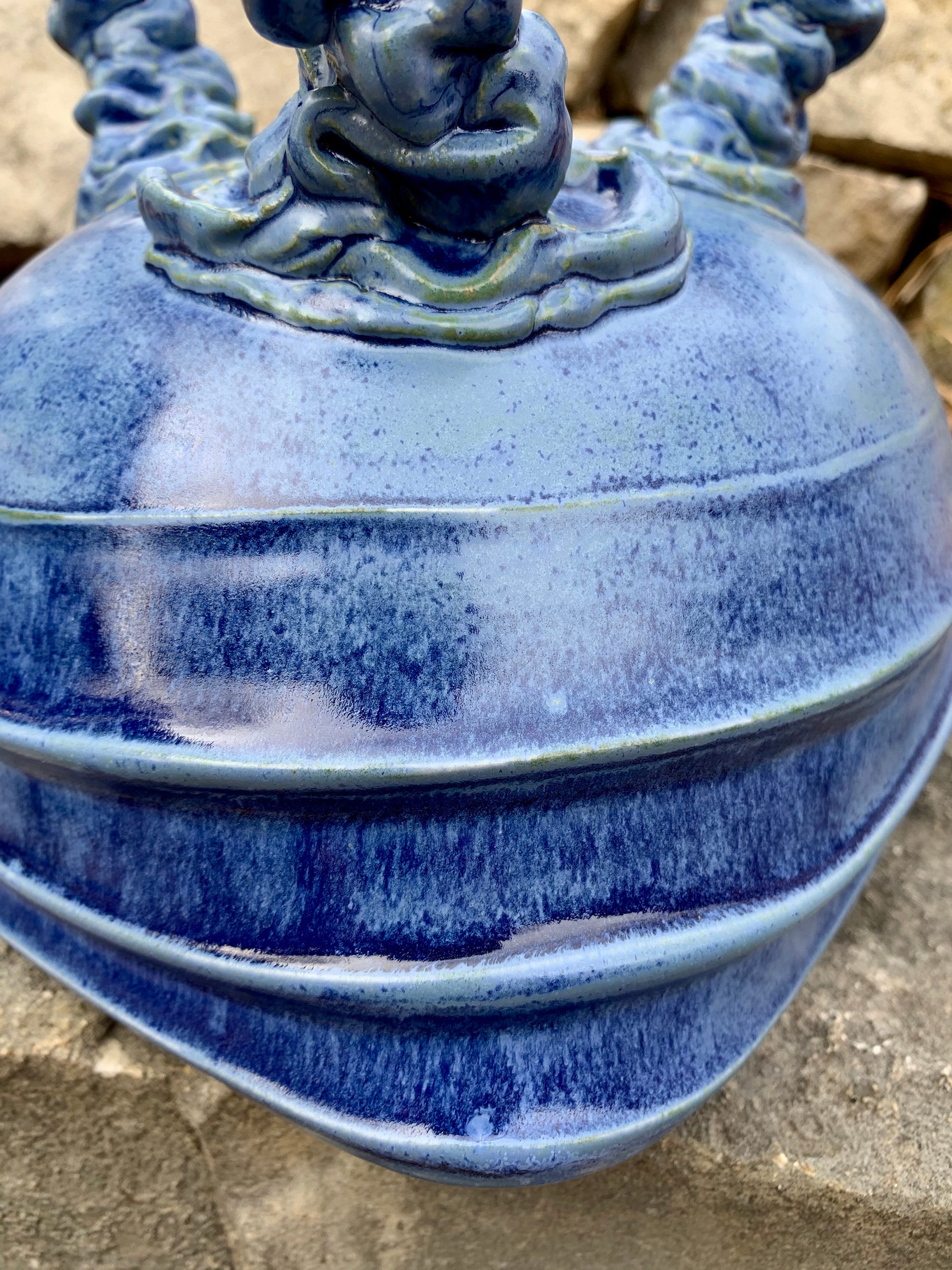 ceramic plant pot or bonsai tray in bright blue