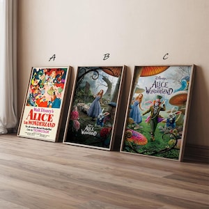 Alice In Wonderland Movie Poster, High Quality Canvas Print Art Posters, Gift for her, Gift for Him, Unframed