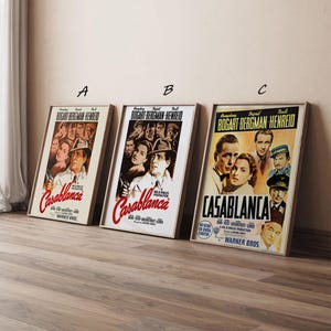 Póster de película vintage de Casablanca, pósteres artísticos impresos en lienzo de alta calidad, regalo para ella, regalo para él, sin marco