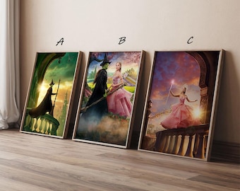 Wicked 2024 Movie Poster, High Quality Canvas Print Art Posters, Gift for her, Gift for Him, Unframed