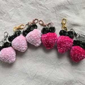 Crochet Strawberry Keychain / Bag Charm / Key Fob - Perfect Gift For Strawberry Lovers - Strawberry Party Favors - Perfect Spring Gift