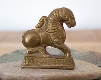 Antique Small Bronze Horse Figurine: Chinese Mythological Creature, Old Weight, Collectors Item