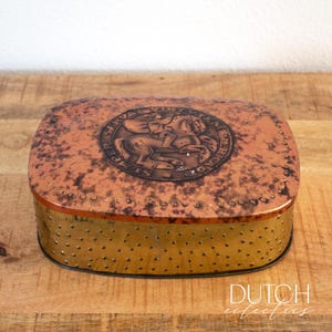 Ancienne boîte à biscuits en métal par Verkade, Dutch Cookie Company, vintage des années 1950, Heraut Design, fabriqué aux Pays-Bas, objet de collection, décoration de table