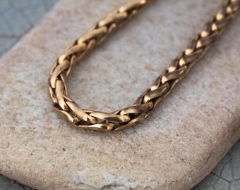 Vintage Italian Wheat Chain Necklace: Old Fox Tail Weaved Design, Pre Owned Jewelry