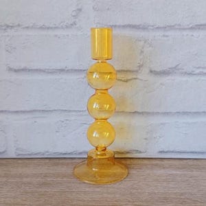 Vibrant Yellow Glass Bubble Candle Stick Dinner Taper Candle Holder Home Decoration Decor Housewarming Gift Present For Mum Sister Friend