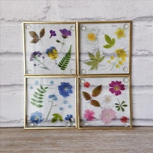 4 Colourful Flowers Glass Coasters Luxe Luxury Coffee Tea Drinks Home Decor Mother&#39;s Day Gift Thank You Present