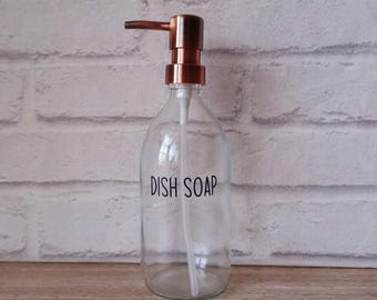 500ml Single Clear Glass Dish Soap Refillable Reuse Bottle Dispenser Hotel Style Minimal Bathroom Organisation Storage Housewarming Gift