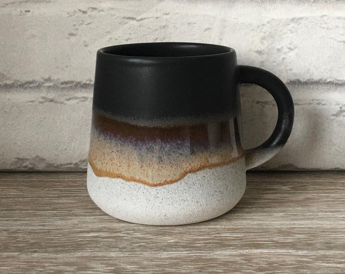 Black Glazed Mojave stoneware ceramic Mug, Tea coffee Mug Cup Scandi design Kitchen Drinkware Gift Boho Stone Present