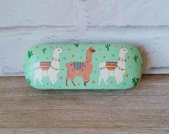 Colourful Llama Sunglasses Case Hard Glasses Spectacles Cleaning Lens Cloth Ladies Men's Women’s Boy's Teenager Gift Present Kids