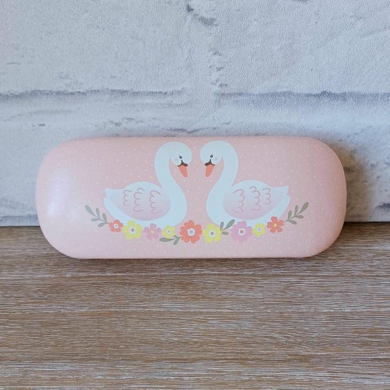 Pink Girly Swan Sunglasses Case Hard Glasses Spectacles Cleaning