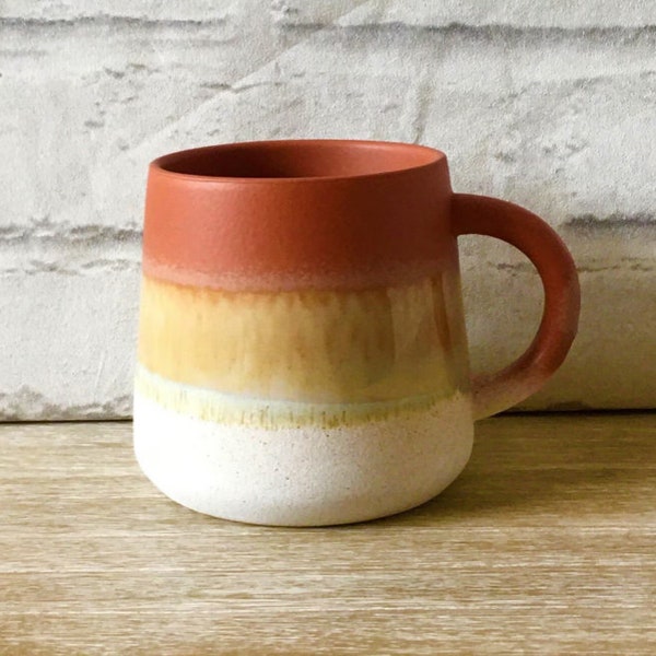 Taza de cerámica de gres Mojave esmaltado en naranja, taza para té y café, diseño escandinavo, vajilla de cocina, regalo de piedra bohemia.