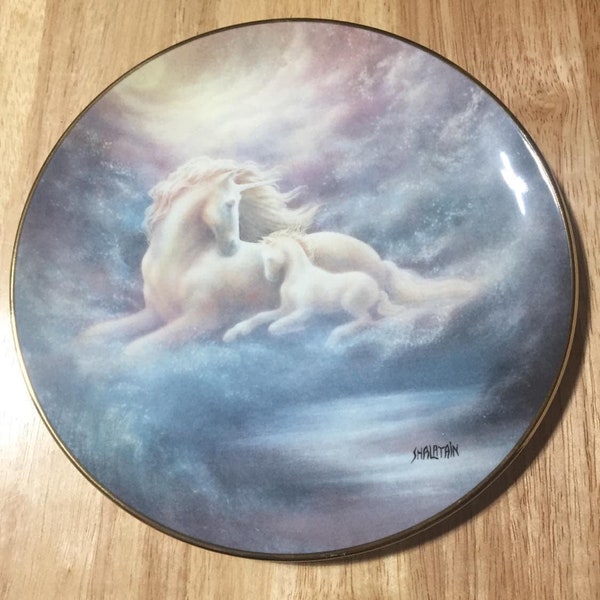 A Mother's Love Decorative Unicorn Plate Hamilton Collection Jack Shalatain