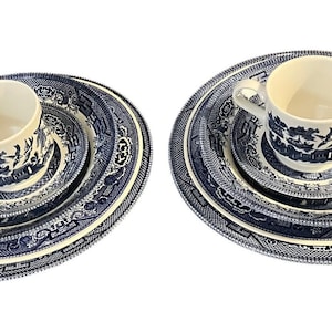 Set of 2 Churchill Blue Willow 5 Piece Porcelain Dinner Settings