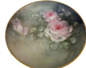 Rosenthale Bavarian 10” Pink Roses Decorative Porcelain Plate