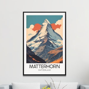Matterhorn Switzerland Wall Art, Retro Mountain Print, Vintage Style Landscape Poster, Nostalgic Europe Travel Art Print