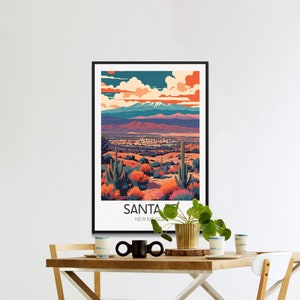 Pôster vintage de Santa Fé, arte de parede retrô de viagem ao Novo México, impressão colorida de paisagem desértica, decoração para casa e escritório. imagem 8