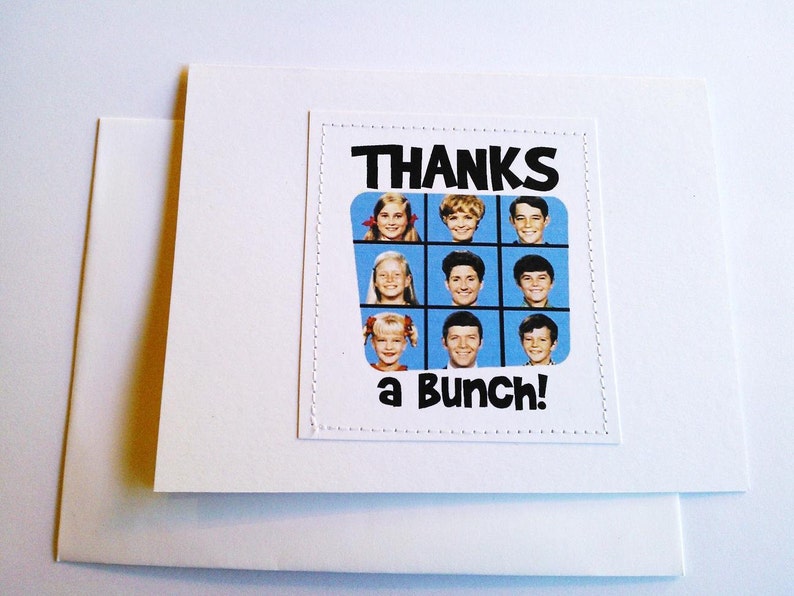 Retro thank you card. Thanks a Bunch. The Brady Bunch 70s tv show. image 2