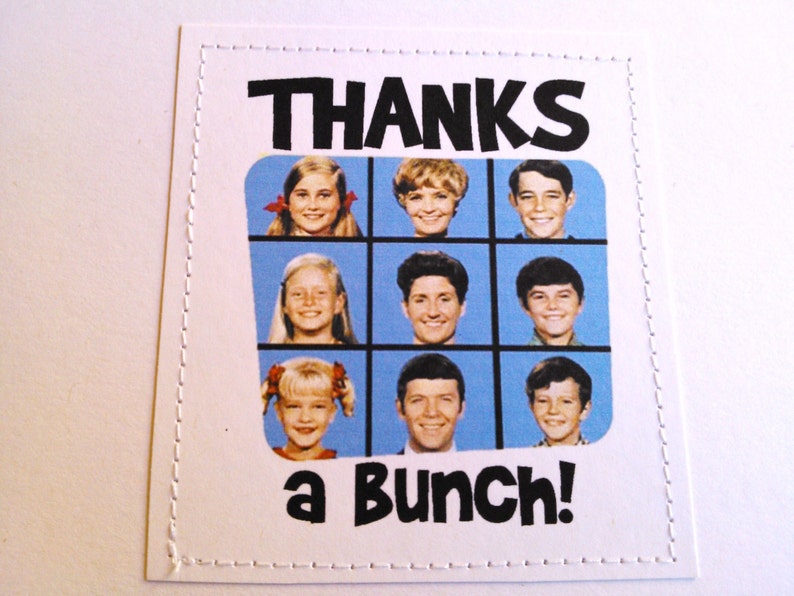 Retro thank you card. Thanks a Bunch. The Brady Bunch 70s tv show. image 1