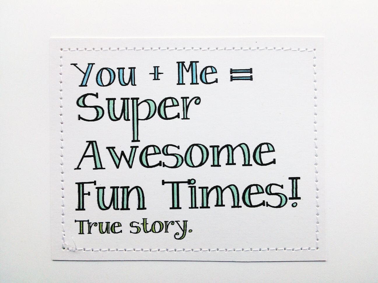Sweet Best Friend Card You Plus Me Equals Super Awesome Fun Etsy