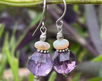 SALE Purple Amethyst Australian Opal Silver Dangle Earring SRA  Bastet's Beads- Purple Star