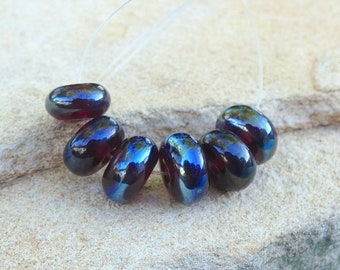 Handmade Lampwork Luster Glass Round Set MTO - SRA DIY-Bastets Beads- Purple Lusters