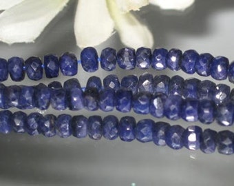 Perles Bastet - 10 saphirs bleu foncé à facettes - 3 x 4 mm